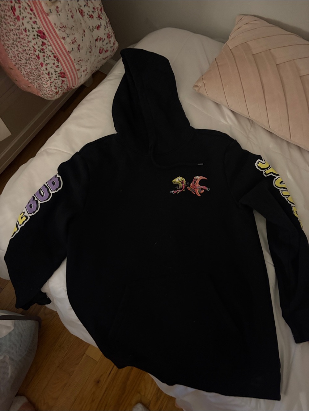 Black Graphic Hoodie with SpongeBob graphics
